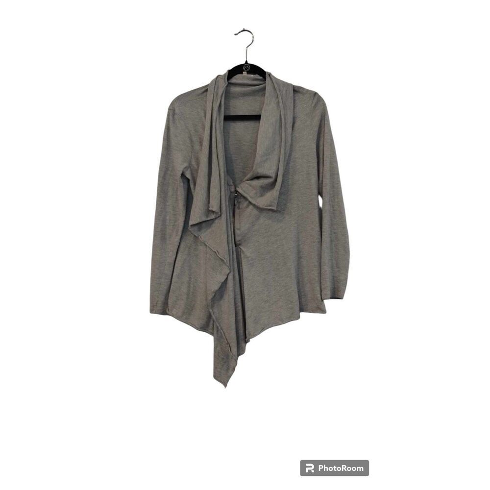 Matty M. Grey Asymmetrical zip layered wrap‎ sweater